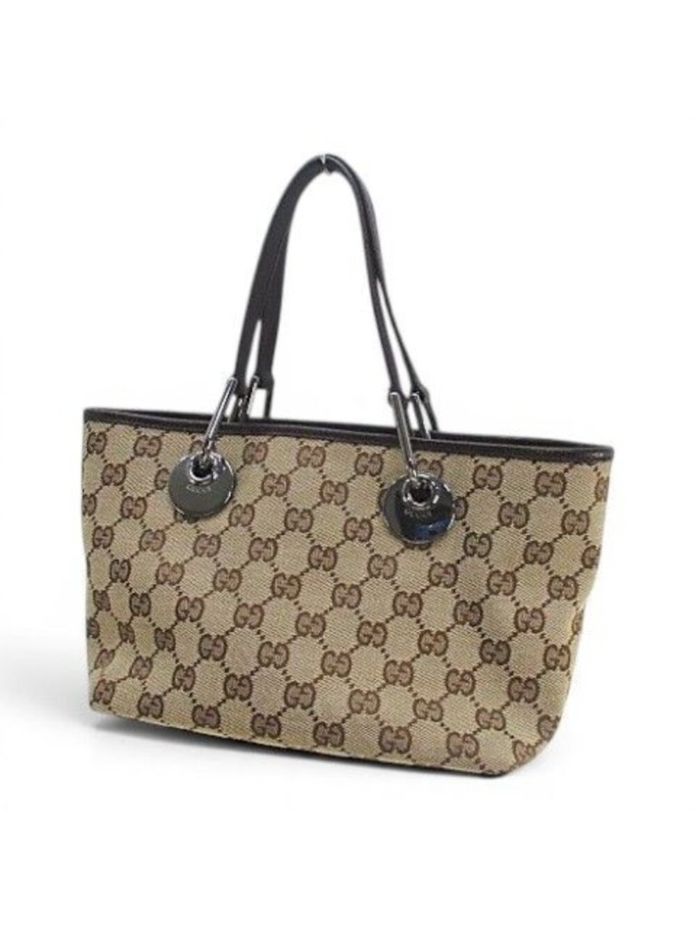Gucci GG Canvas Tote Silver Beige